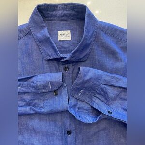 Armani - Cotton/ Linen blend button up shirt Size Large